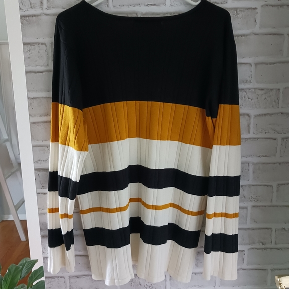 Ashley Stewart • Women's Plus Size Color Block Stripe Pull-Over Sweater - Picture 3 of 11